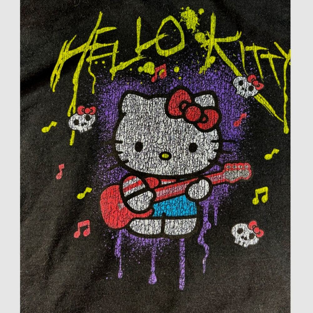 Hello Kitty Sanrio Hoodie M Black Skull Guitar Graphic Pullover Unisexโ Adult